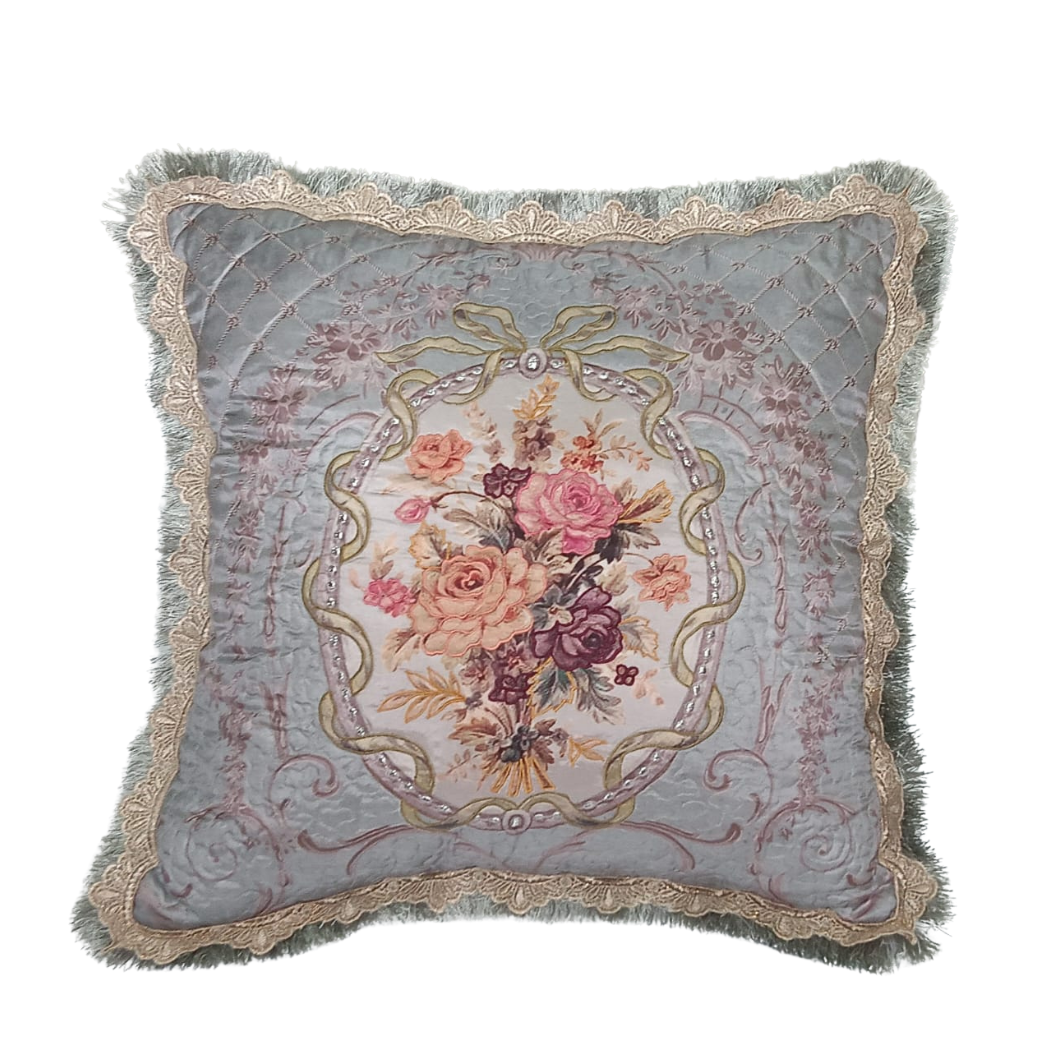 Antique floral cushion cover